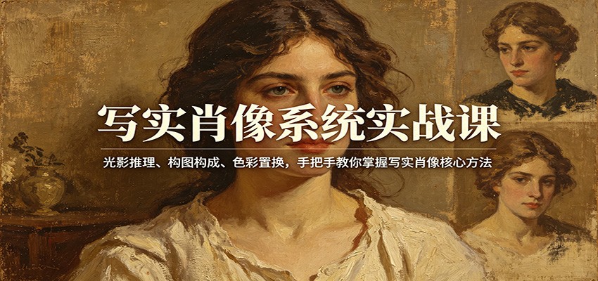 写实肖像系统实战课：光影推理、构图构成、色彩置换，手把手教你掌握写实肖像核心方法-创业资源网
