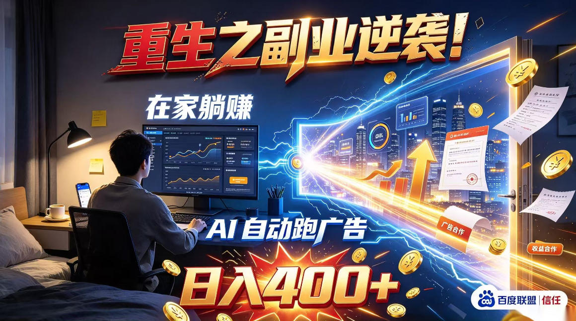 重生之副业逆袭！在家躺赚AI自动跑广告日入400+，无需人工操作【揭秘】-创业资源网
