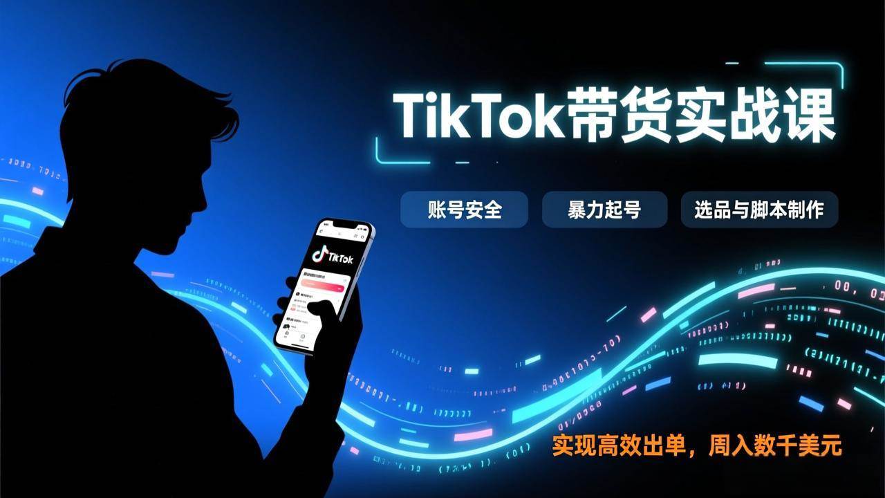 （17278期）TikTok带货实战课，涵盖账号安全、暴力起号、选品与脚本制作，实现高效出单，周入数千美元-创业资源网