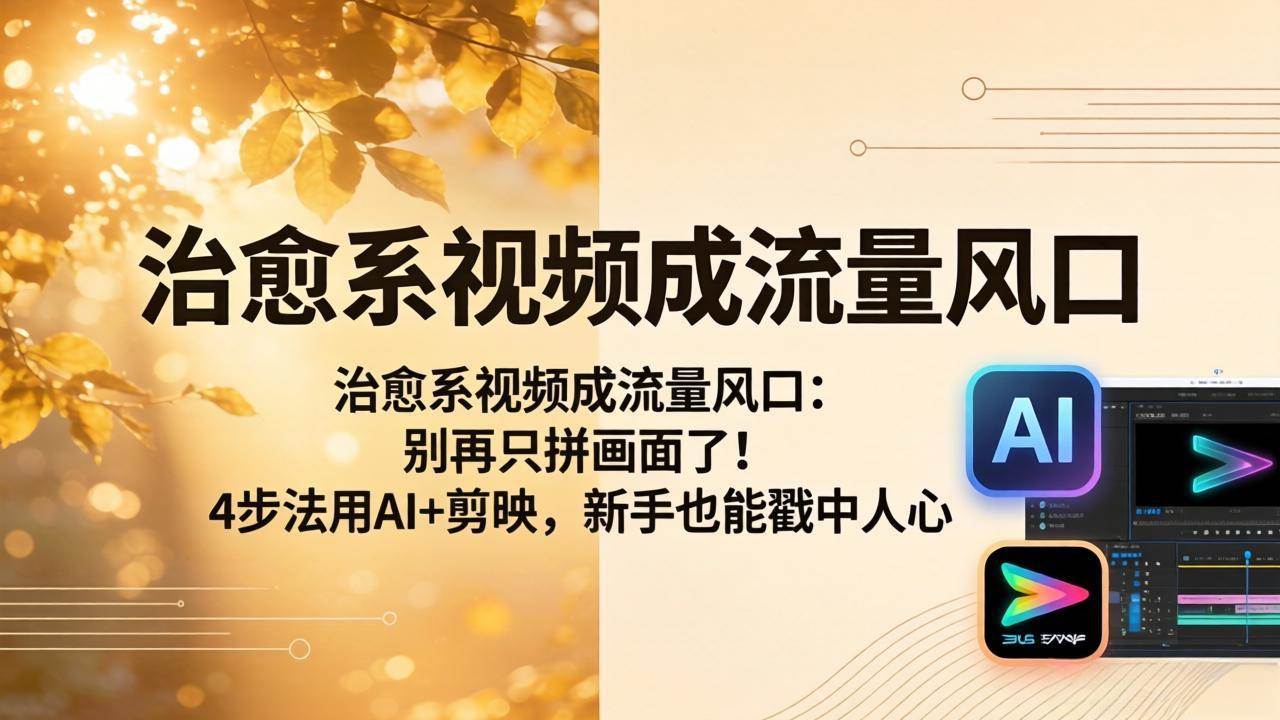 （18219期）治愈系视频成流量风口：别再只拼画面了！4步法用AI+剪映，新手也能戳中人心-创业资源网
