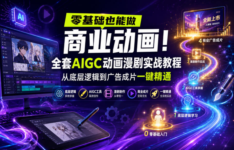 零基础也能做商业动画！全套AIGC动画漫剧实战教程，从底层逻辑到广告成片一键精通（更新0905）-创业资源网