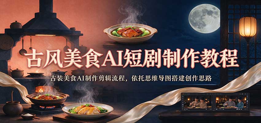 古风美食AI短剧制作教程:古装美食AI制作剪辑流程,依托思维导图搭建创作思路-创业资源网