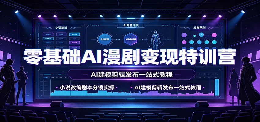 零基础AI漫剧变现特训营：小说改编剧本分镜实操，AI建模剪辑发布一站式教程-创业资源网