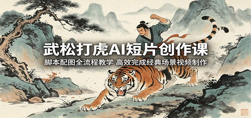 武松打虎AI短片创作课:脚本配图全流程教学,高效完成经典场景视频制作-创业资源网