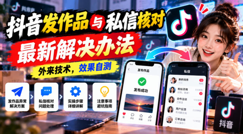 抖音发作品与私信核对最新解决办法，外来技术，效果自测-创业资源网