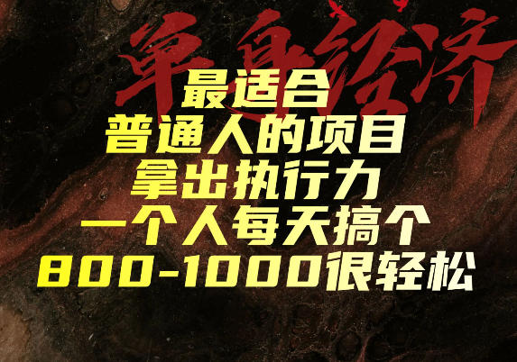 最适合普通人的项目，拿出执行力一个人每天搞个800-1k很轻松【揭秘】-创业资源网