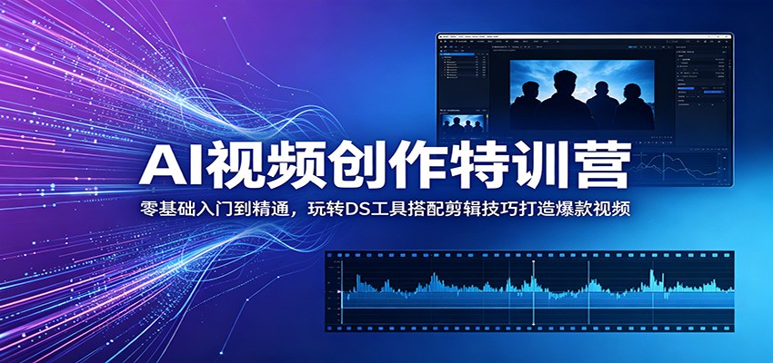 AI视频创作特训营：零基础入门到精通，玩转DS工具搭配剪辑技巧打造爆款视频-创业资源网