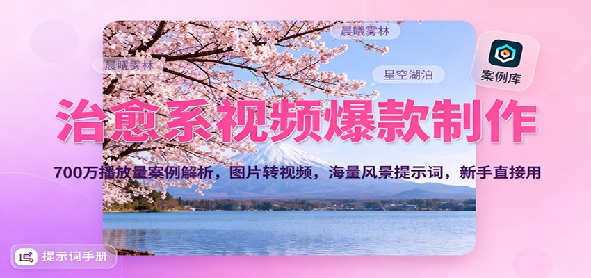 治愈系视频爆款制作，700万播放量案例解析，图片转视频，海量风景提示词，新手直接用-创业资源网