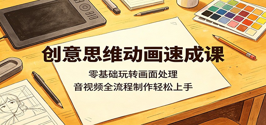 创意思维动画速成课：零基础玩转画面处理，音视频全流程制作轻松上手-创业资源网