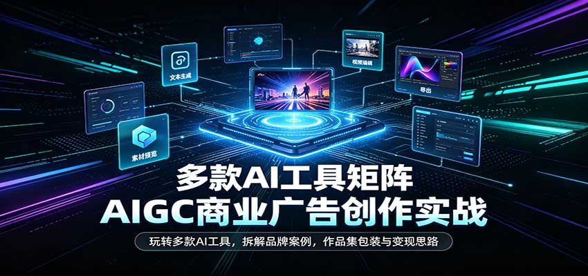 AIGC商业广告创作实战:玩转多款AI工具,拆解品牌案例,作品集包装与变现思路-创业资源网