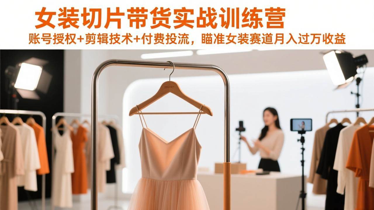 （17357期）女装切片带货实战训练营，账号授权+剪辑技术+付费投流，瞄准女装赛道月入过万收益-创业资源网