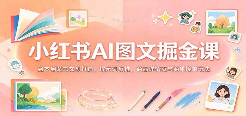 小红书AI图文掘金课：绘本启蒙书文创打造，提示词反推，商品详情页与商单接单玩法-创业资源网