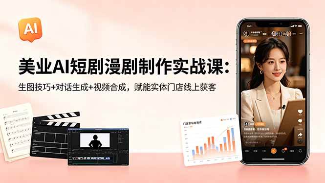 （18536期）美业AI短剧漫剧制作实战课：生图技巧+对话生成+视频合成，赋能实体门店线上获客-创业资源网