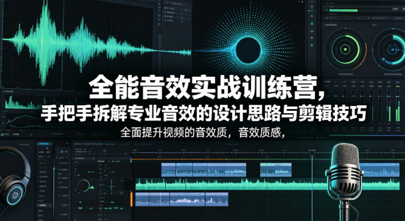 全能音效实战训练营，手把手拆解专业音效的设计思路与剪辑技巧，全面提升视频的音效质感-创业资源网