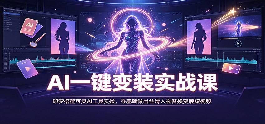 AI一键变装实战课：即梦搭配可灵AI工具实操，零基础做出丝滑人物替换变装短视频-创业资源网