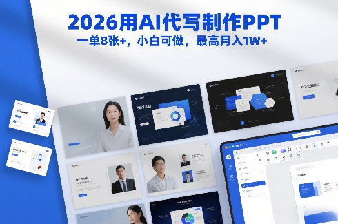2026用AI代写制作PPT，一单8张+，小白可做，最高月入1W+-创业资源网
