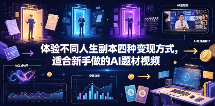 体验不同人生副本四种变现方式,适合新手做的AI题材视频-创业资源网