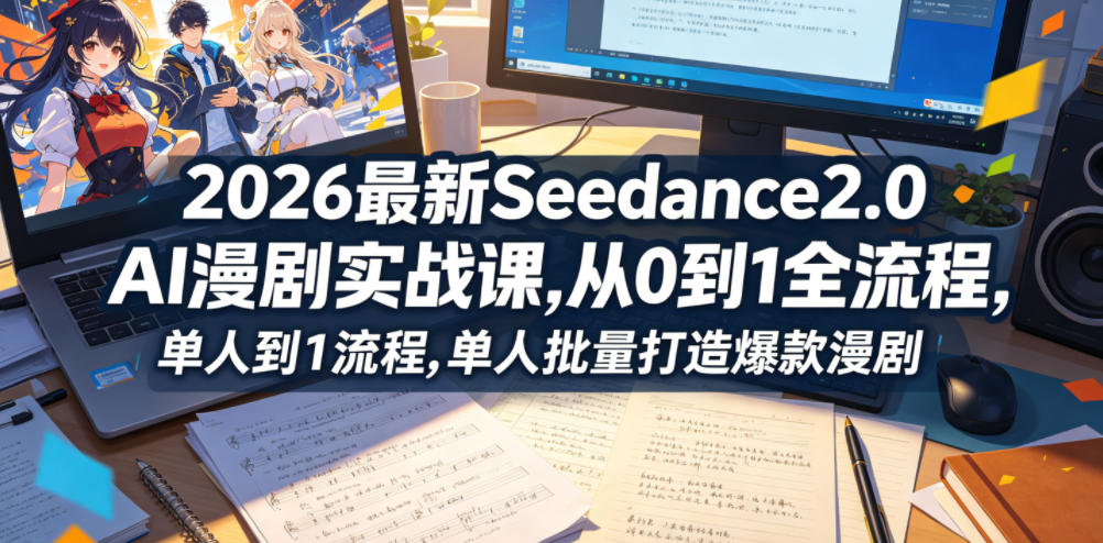 2026最新Seedance2.0 AI漫剧实战课,，从0到1全流程，单人批量打造爆款漫剧-创业资源网