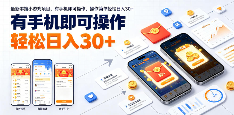 最新零撸小游戏项目，有手机即可操作，操作简单轻松日入30+-创业资源网