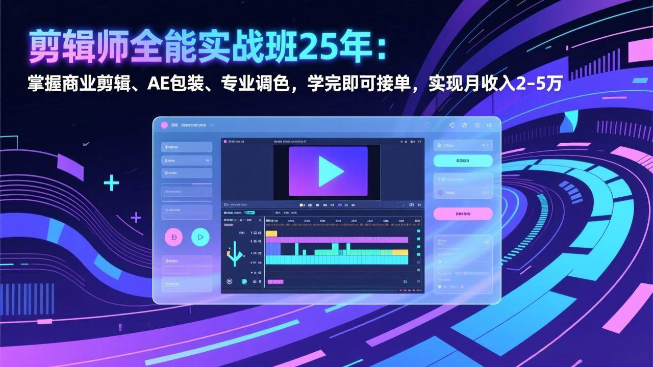 （17294期）剪辑师全能实战班25年：掌握商业剪辑、AE包装、专业调色，学完即可接单，实现月收入2-5万-创业资源网