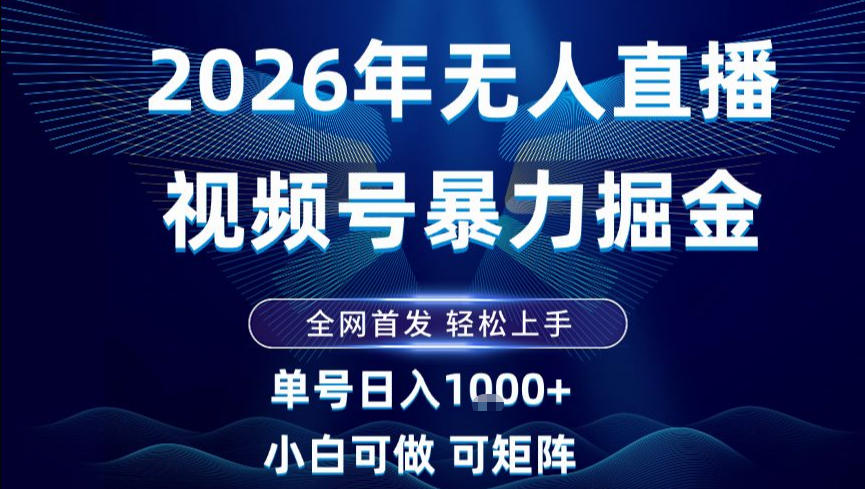 2026最新视频号无人直播掘金,全网首发,小白可以玩,长期稳定日入1k+【揭秘】-创业资源网