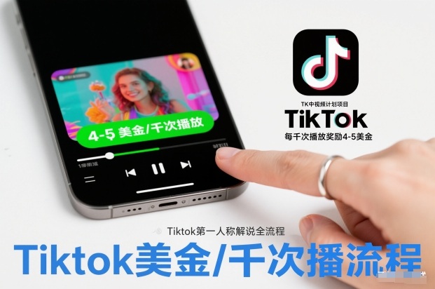 TK中视频计划项目,Tiktok第一人称解说流程,每干次播放奖励4-5美金-创业资源网