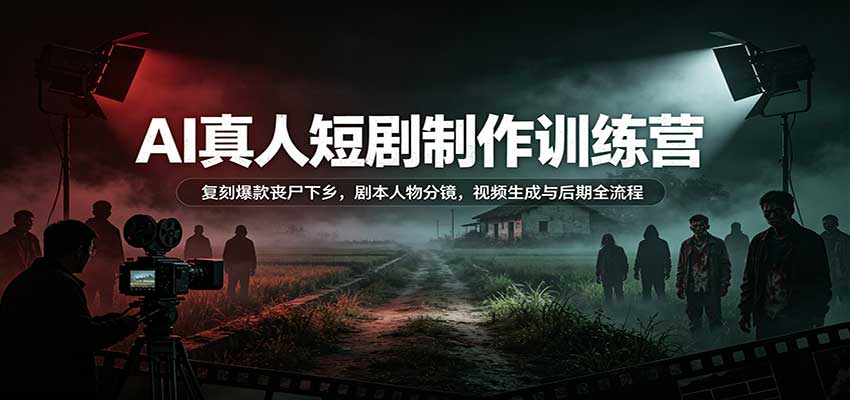 AI真人短剧制作训练营:复刻爆款丧尸下乡,剧本人物分镜,视频生成与后期全流程-创业资源网