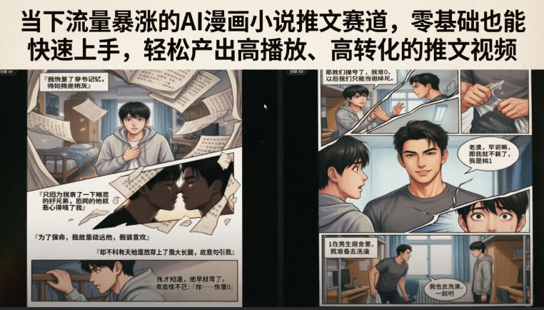 当下流量暴涨的AI漫画小说推文赛道，零基础也能快速上手，轻松产出高播放、高转化的推文视频-创业资源网