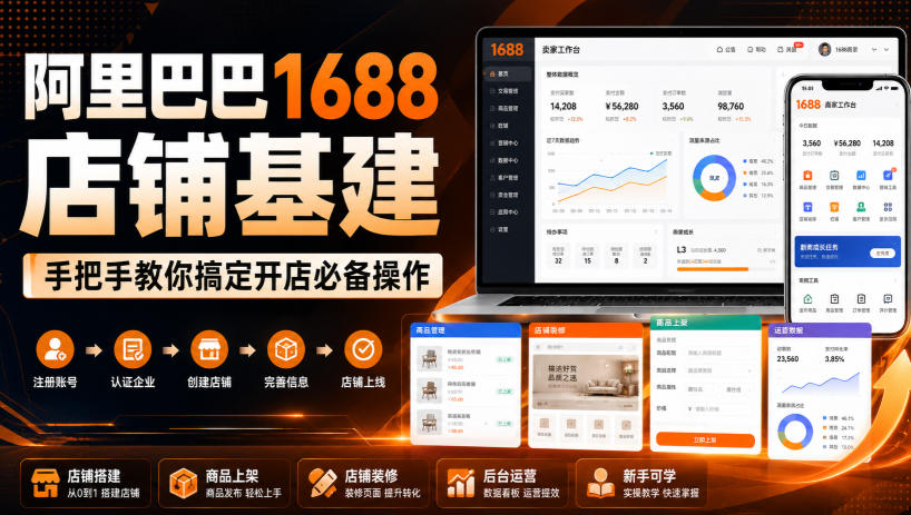 阿里巴巴1688店铺基建，手把手教你搞定开店必备操作（更新8月）-创业资源网