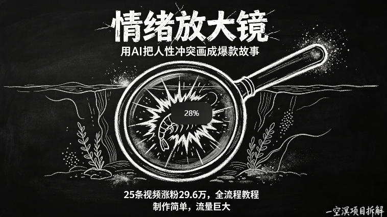 AI制作“情绪放大镜“视频，25条视频涨粉29.6W粉，流量巨大，制作简单，全流程教程-创业资源网