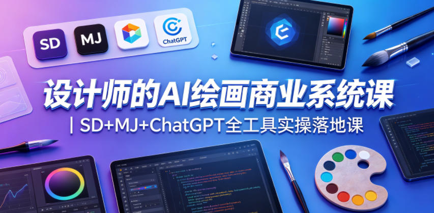 设计师的AI绘画商业系统课｜SD+MJ+ChatGPT全工具实操落地课-创业资源网