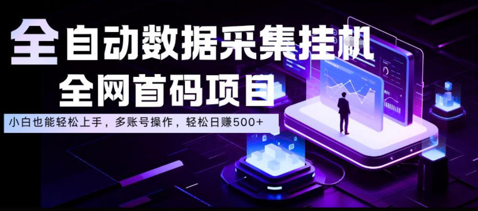 全自动数据采集挂G，全网首码项目，简单易操作，小白也能轻松上手，多账号操作，轻松日入500+【揭秘】-创业资源网