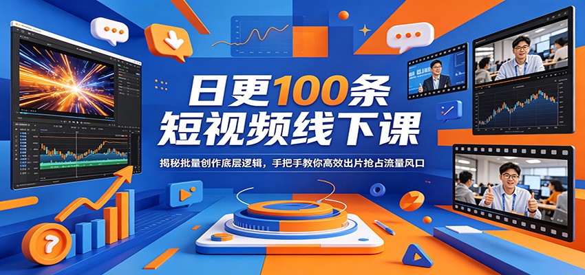 日更100条短视频线下课：揭秘批量创作底层逻辑，手把手教你高效出片抢占流量风口-创业资源网