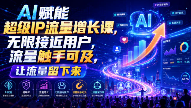 AI赋能超级IP流量增长课,无限接近用户,流量触手可及,让流量留下来-创业资源网