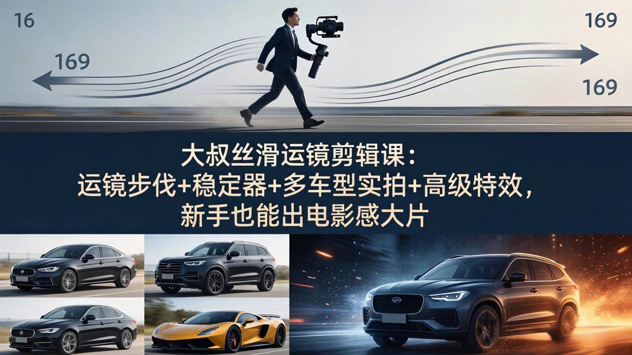 （18004期）大叔丝滑运镜剪辑课：运镜步伐+稳定器+多车型实拍+高级特效，新手也能出电影感大片-创业资源网