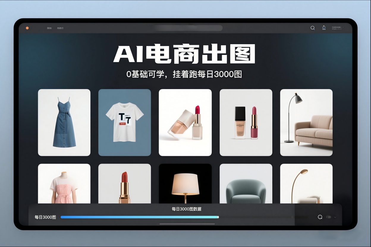 AI电商出图,0基础可学,挂着跑每日3000图-创业资源网
