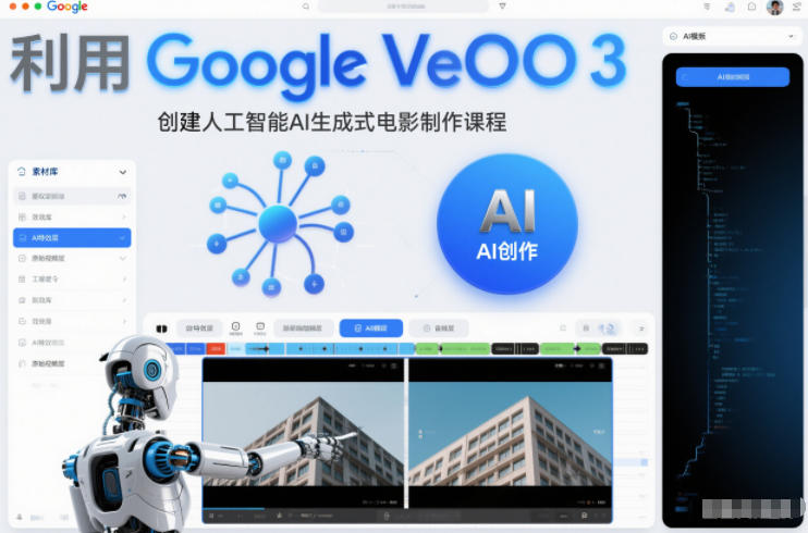 利l用Google Veo 3创建人工智能AI生成式电影制作课程,使用人工智能的力量创建令人惊叹的视频 利l用Google Veo 3创建人工智能AI生成式电影制作课程,使用人工智能的力量创建令人惊叹的视频