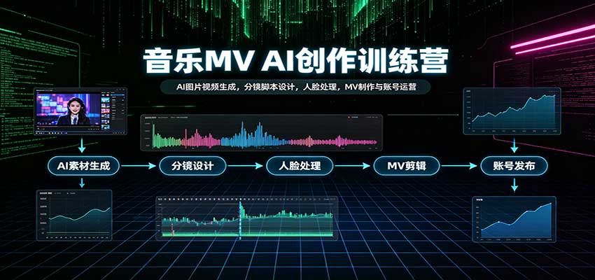 音乐MV AI创作训练营：AI图片视频生成，分镜脚本设计，人脸处理，MV制作与账号运营-创业资源网