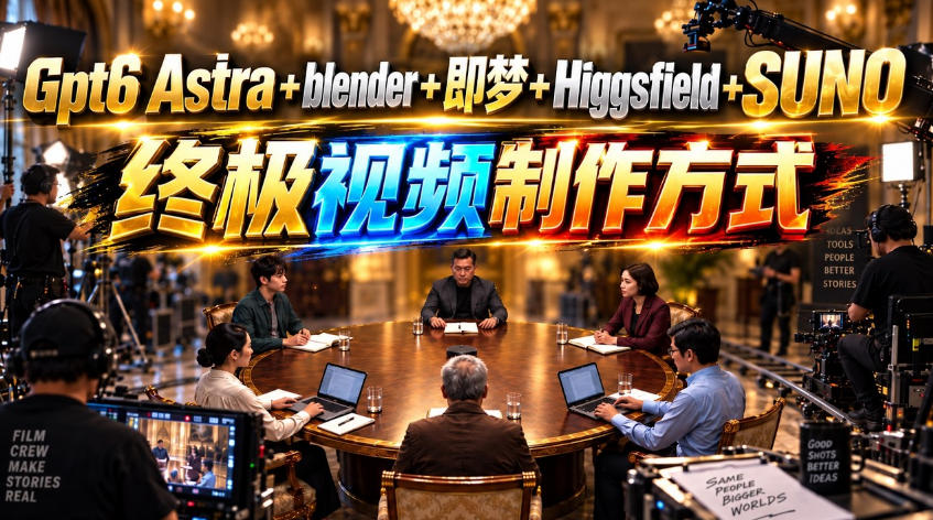 GPT-6 Astra+Blender+即梦+Higgsfield+Suno=终极视频制作方式!-创业资源网