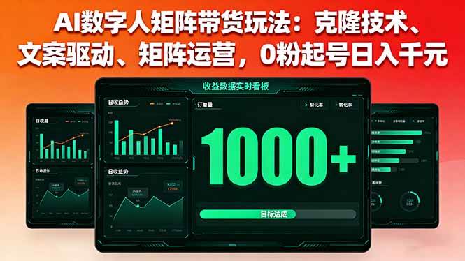（16050期）AI数字人矩阵带货玩法：克隆技术、文案驱动、矩阵运营，0粉起号日入千元-创业资源网