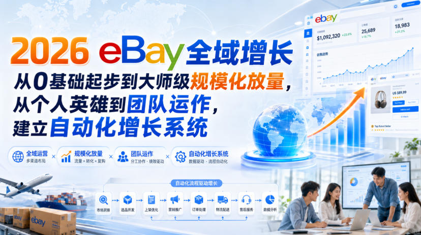 2026 eBay全域增长,从0基础起步到大师级规模化放量,从个人英雄到团队运作,建立自动化增长系统 2026 eBay全域增长,从0基础起步到大师级规模化放量,从个人英雄到团队运作,建立自动化增长系统