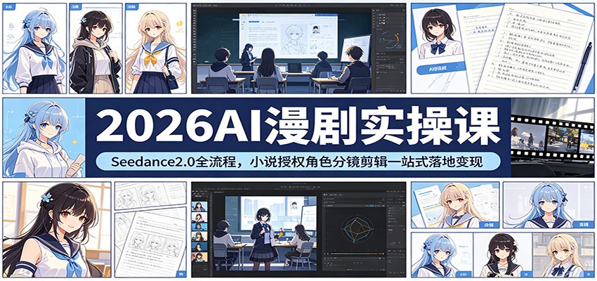2026AI漫剧实操课：Seedance2.0全流程，小说授权角色分镜剪辑一站式落地变现-创业资源网