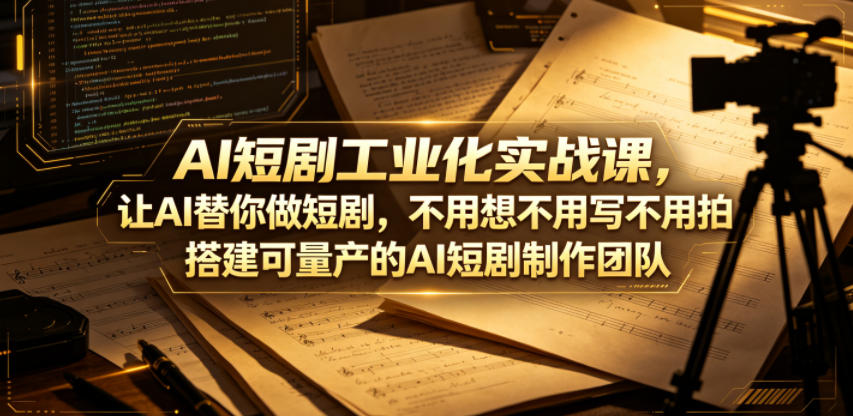 AI短剧工业化实战课，让AI替你做短剧，不用想不用写不用拍，搭建可量产的AI短剧制作团队-创业资源网