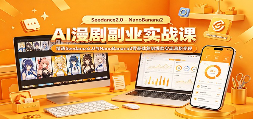 AI漫剧副业实战课：精通Seedance2.0与NanoBanana2零基础复刻爆款实现涨粉变现-创业资源网