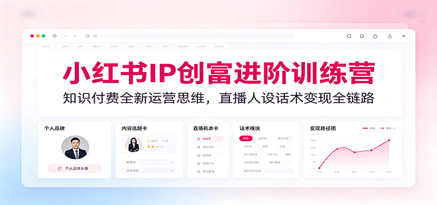 小红书IP创富进阶训练营：知识付费全新运营思维，直播人设话术变现全链路-创业资源网