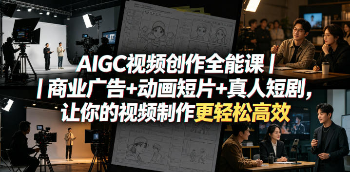 AIGC视频创作全能课｜商业广告+动画短片+真人短剧，让你的视频制作更轻松高效-创业资源网