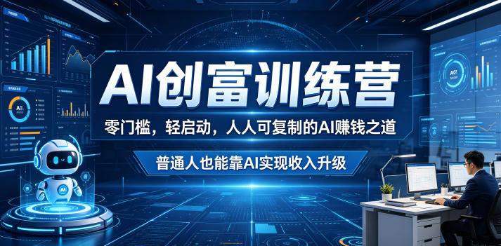 AI创富训练营，零门槛，轻启动，人人可复制的AI賺钱之道，普通人也能靠AI实现收入升级-创业资源网