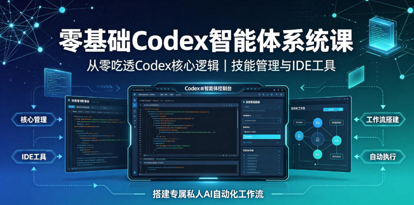 零基础Codex智能体系统课|从零吃透Codex核心逻辑、技能管理与IDE工具,搭建专属私人AI自动化工作流-创业资源网