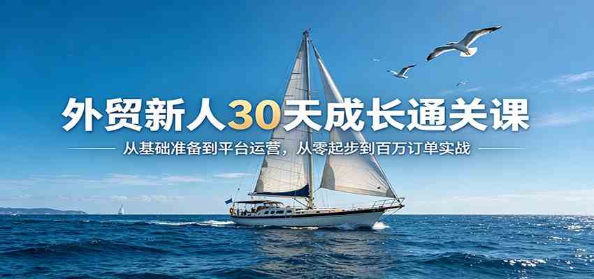 外贸新人30天成长通关课：从基础准备到平台运营，从零起步到百万订单实战-创业资源网