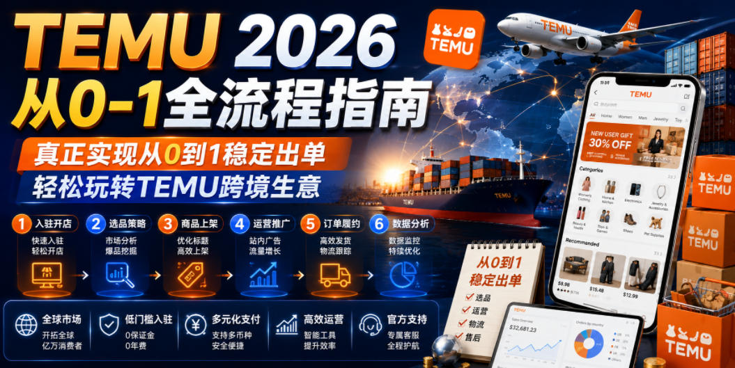 TEMU 2026从0-1全流程指南,真正实现从0到1稳定出单,轻松玩转TEMU跨境生意-创业资源网